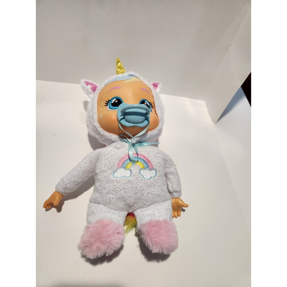 Cry Babies Dreamy Unicorn‎ Baby Doll White Sparkle Rainbow Pajamas with Pacifier